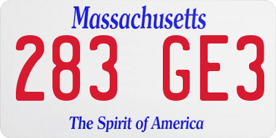 MA license plate 283GE3