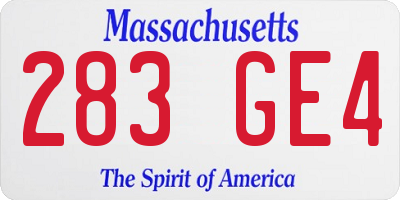 MA license plate 283GE4