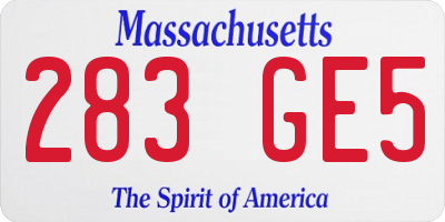 MA license plate 283GE5