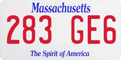 MA license plate 283GE6