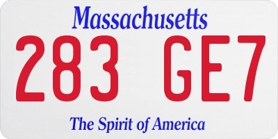 MA license plate 283GE7