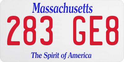 MA license plate 283GE8
