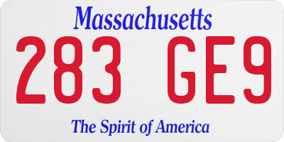 MA license plate 283GE9