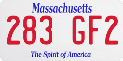 MA license plate 283GF2