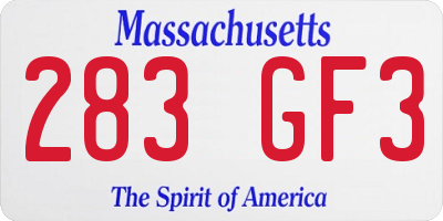 MA license plate 283GF3