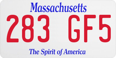 MA license plate 283GF5