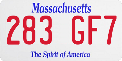 MA license plate 283GF7