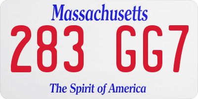 MA license plate 283GG7