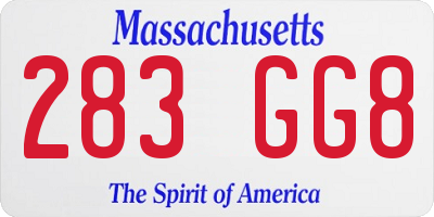 MA license plate 283GG8