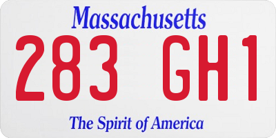 MA license plate 283GH1