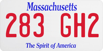 MA license plate 283GH2