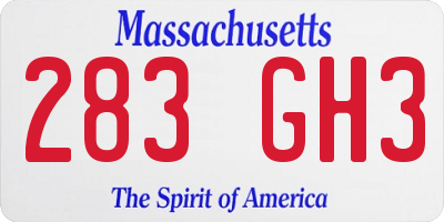 MA license plate 283GH3