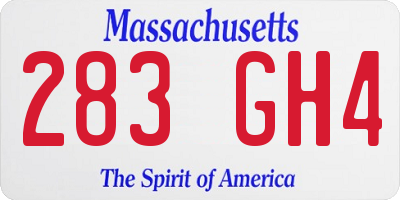 MA license plate 283GH4