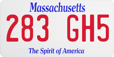 MA license plate 283GH5
