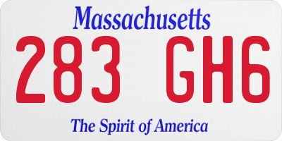 MA license plate 283GH6