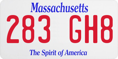 MA license plate 283GH8