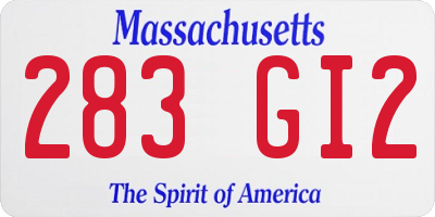 MA license plate 283GI2