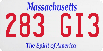 MA license plate 283GI3
