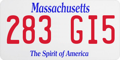 MA license plate 283GI5