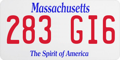 MA license plate 283GI6