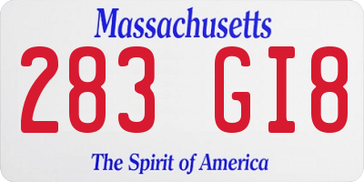 MA license plate 283GI8