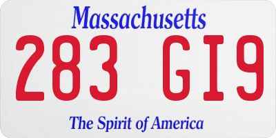 MA license plate 283GI9