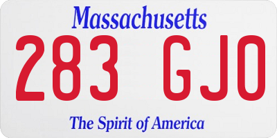 MA license plate 283GJ0