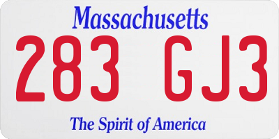 MA license plate 283GJ3