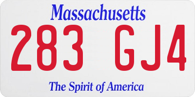 MA license plate 283GJ4
