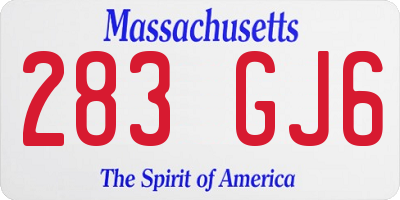 MA license plate 283GJ6