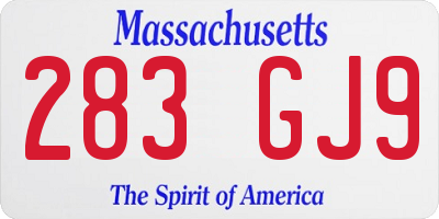 MA license plate 283GJ9