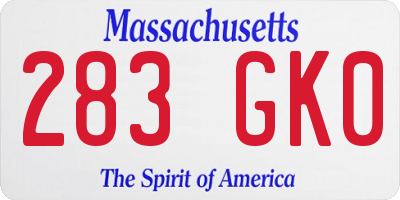 MA license plate 283GK0