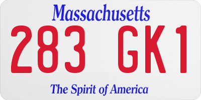 MA license plate 283GK1