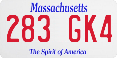 MA license plate 283GK4