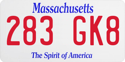 MA license plate 283GK8