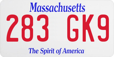 MA license plate 283GK9