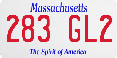 MA license plate 283GL2
