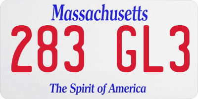 MA license plate 283GL3