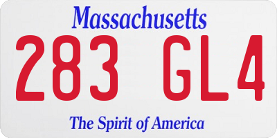 MA license plate 283GL4