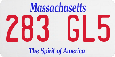 MA license plate 283GL5