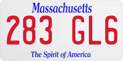 MA license plate 283GL6
