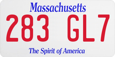 MA license plate 283GL7
