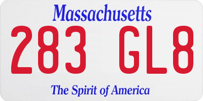 MA license plate 283GL8