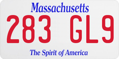 MA license plate 283GL9