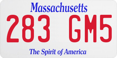 MA license plate 283GM5