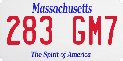 MA license plate 283GM7