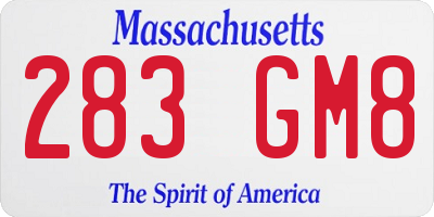 MA license plate 283GM8