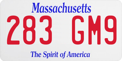 MA license plate 283GM9