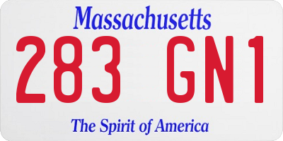 MA license plate 283GN1