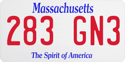 MA license plate 283GN3